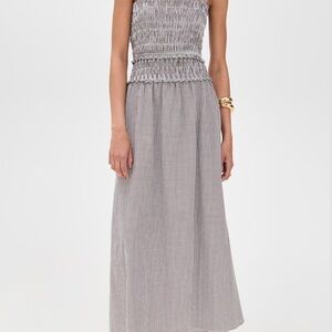 Elegant Black and White Smocked Maxi Dress